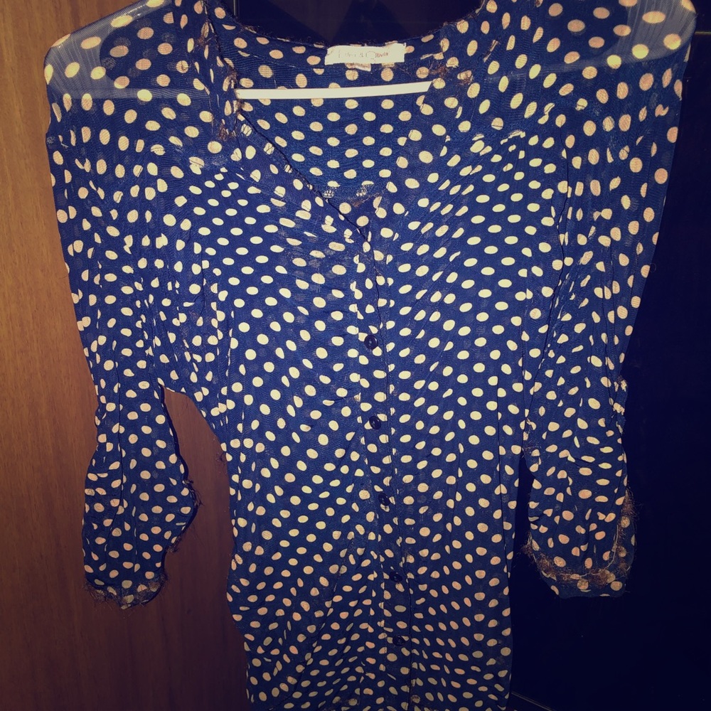 Women’s polka dot button up blouse
